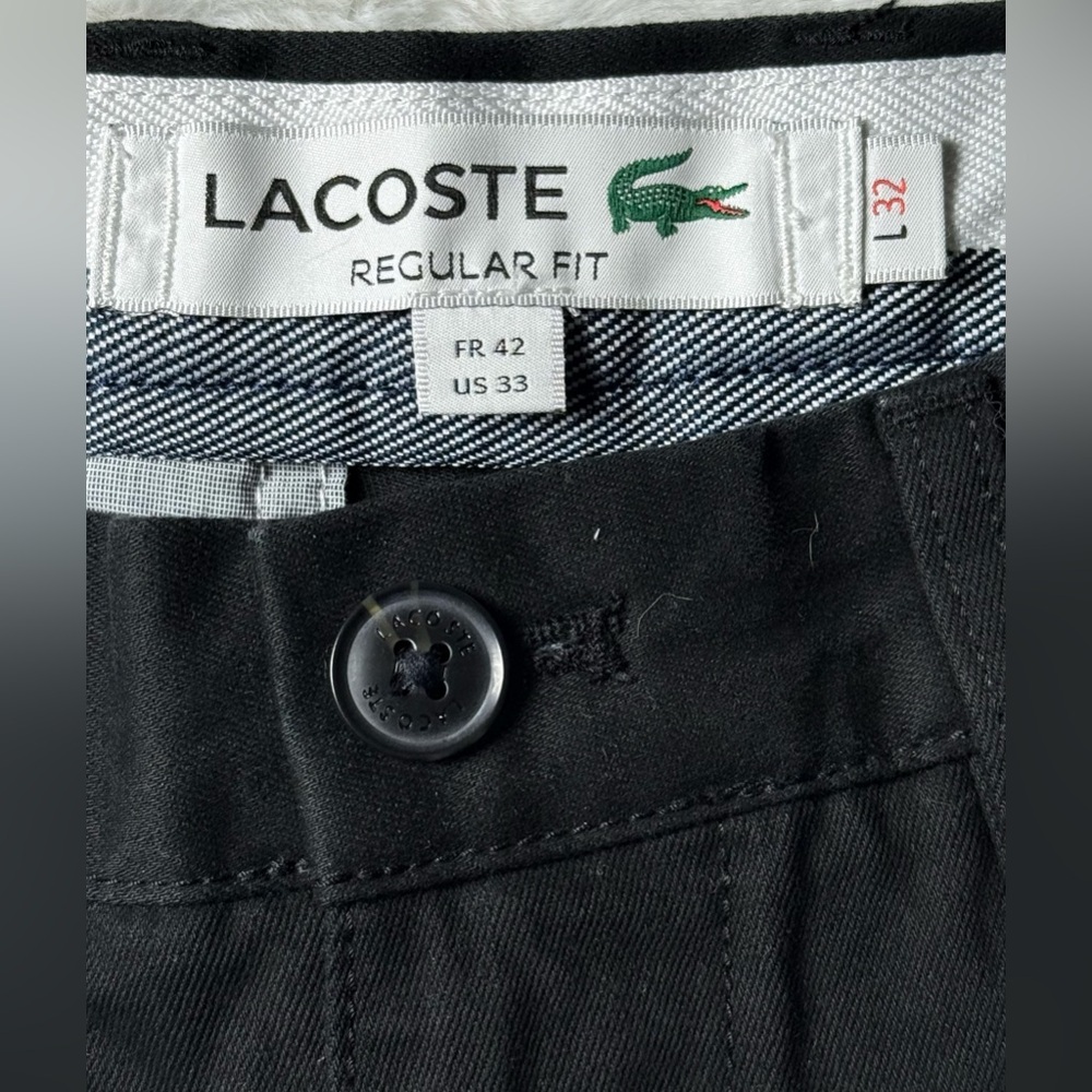 Lacoste 33x32 Regular Fit Black Chinos